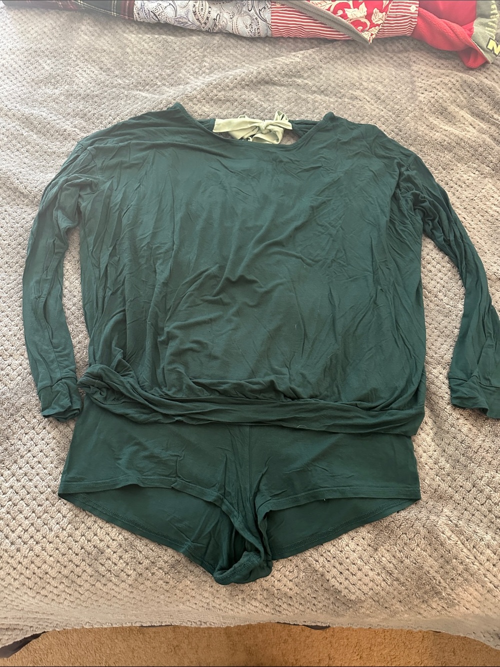 Adore Me Deep Green Long-Sleeve Pajama Set